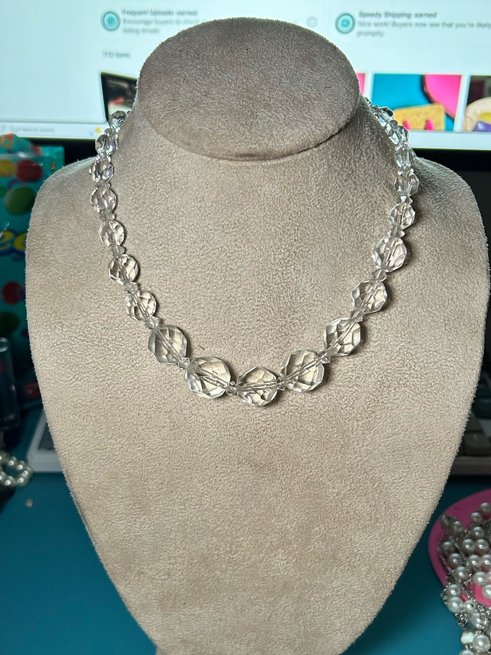 Elegant Clear Crystal Bead Necklace - Women Jewelry